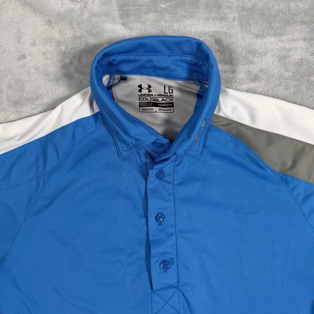 Under Armour ColdBlack HeatGear Polo Mens L Blue Golf Performance Shirt